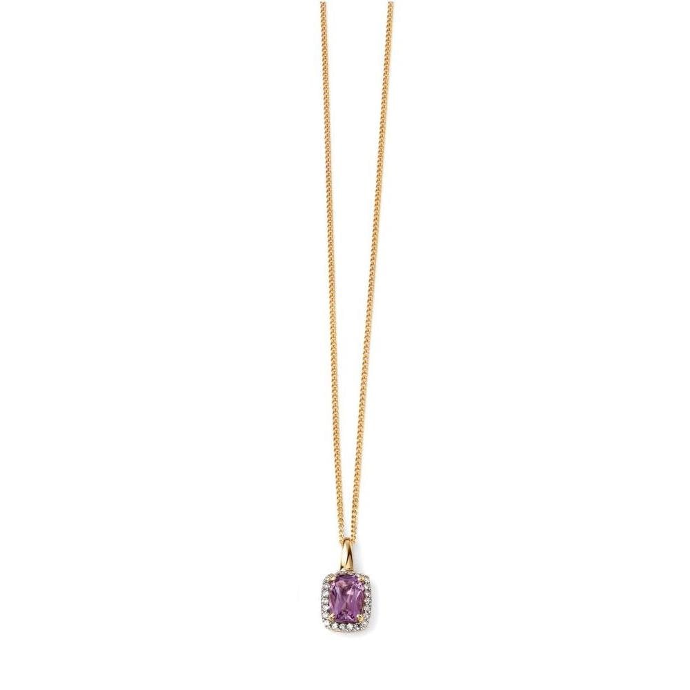 9ct Y Gold Diamond & Amethyst Pendant