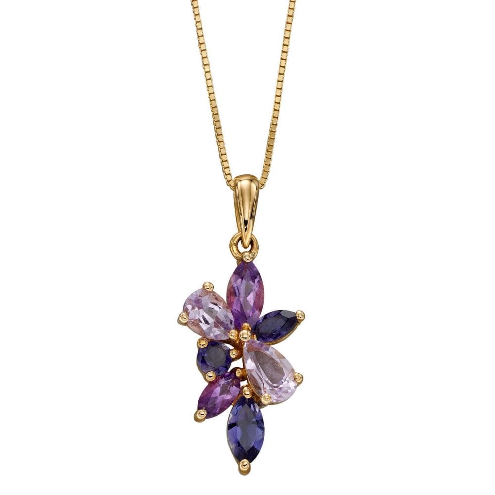 9ct Y Gold Multi Amethyst Pendant