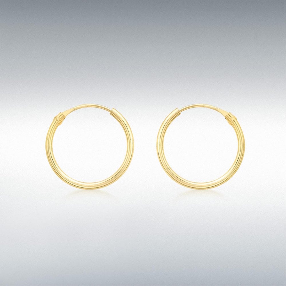 9ct Yellow Gold 13mm Plain Sleeper Earrings