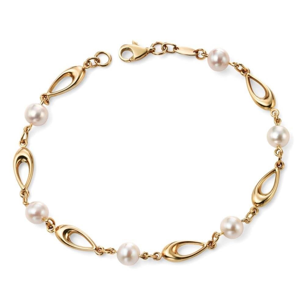 9ct Yellow Gold And Pearl Bracelet