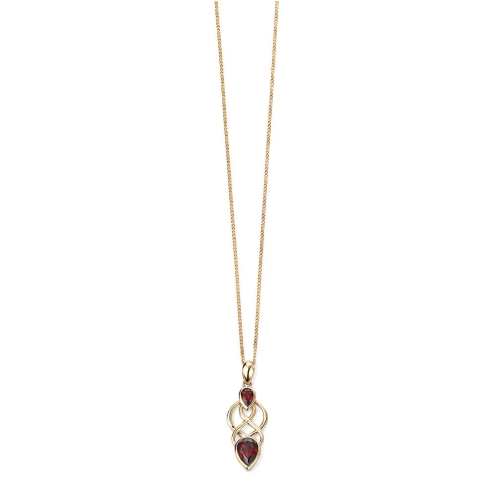 9ct Yellow Gold Celtic Design Garnet Pendant