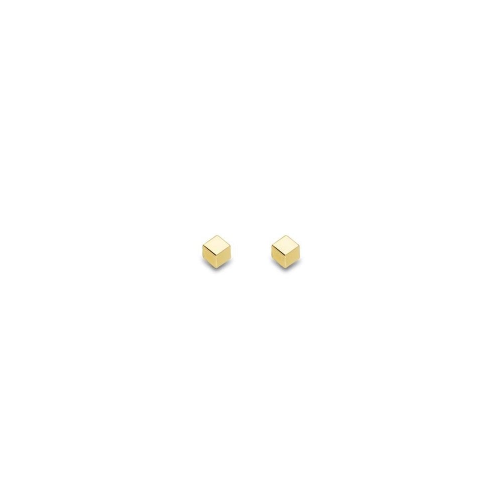 9ct Yellow Gold Cube 2mm Stud Earrings