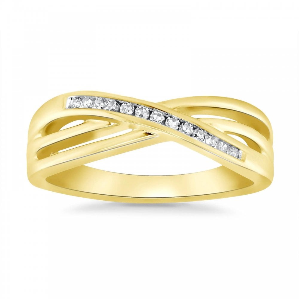 9ct Yellow Gold Diamond 0.10ct Crossover Ring