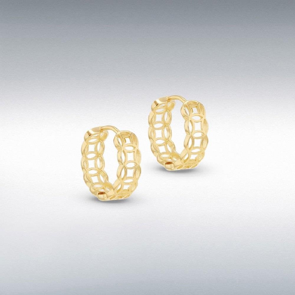 9ct Yellow Gold Fancy 15mm x 14mm Huggy Earrings