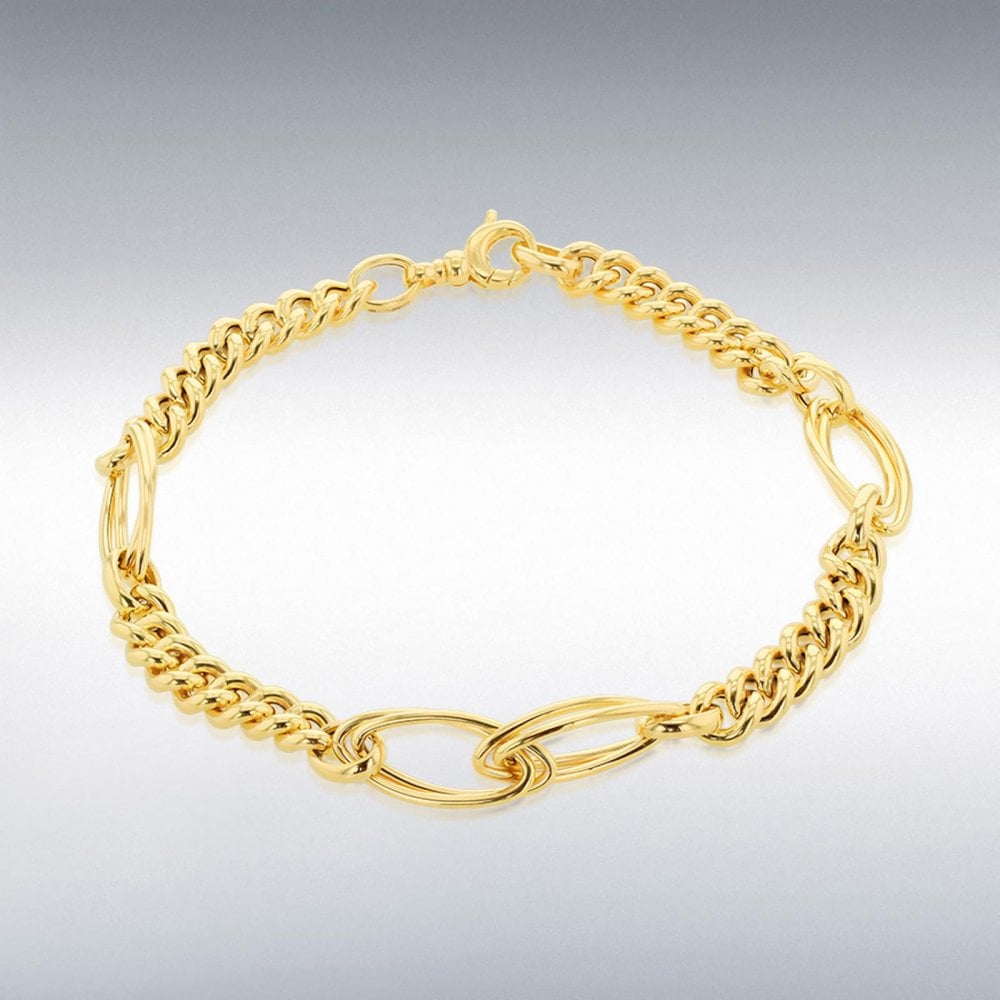 9ct Yellow Gold Fancy Curb Bracelet
