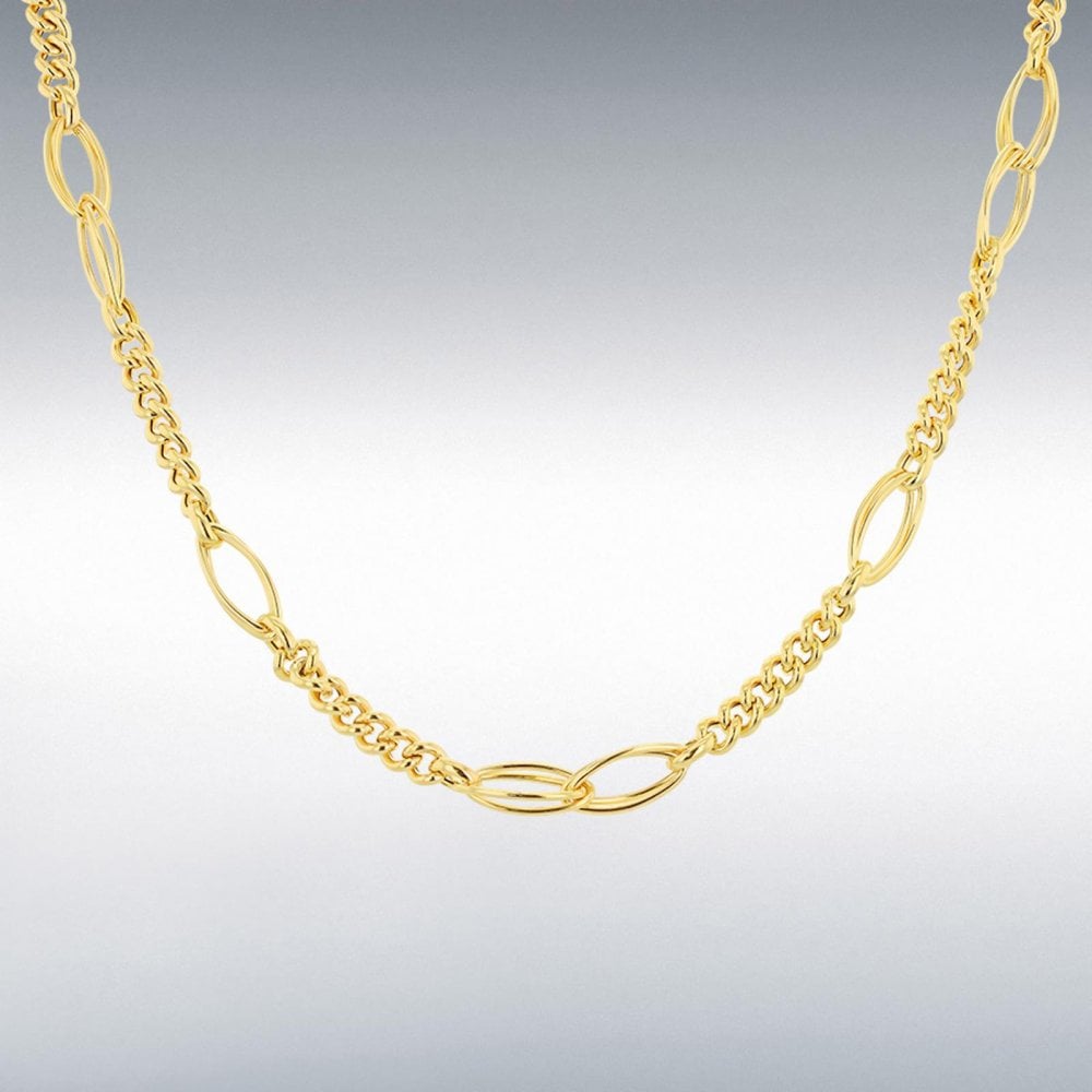 9ct Yellow Gold Fancy Curb Chain Necklace