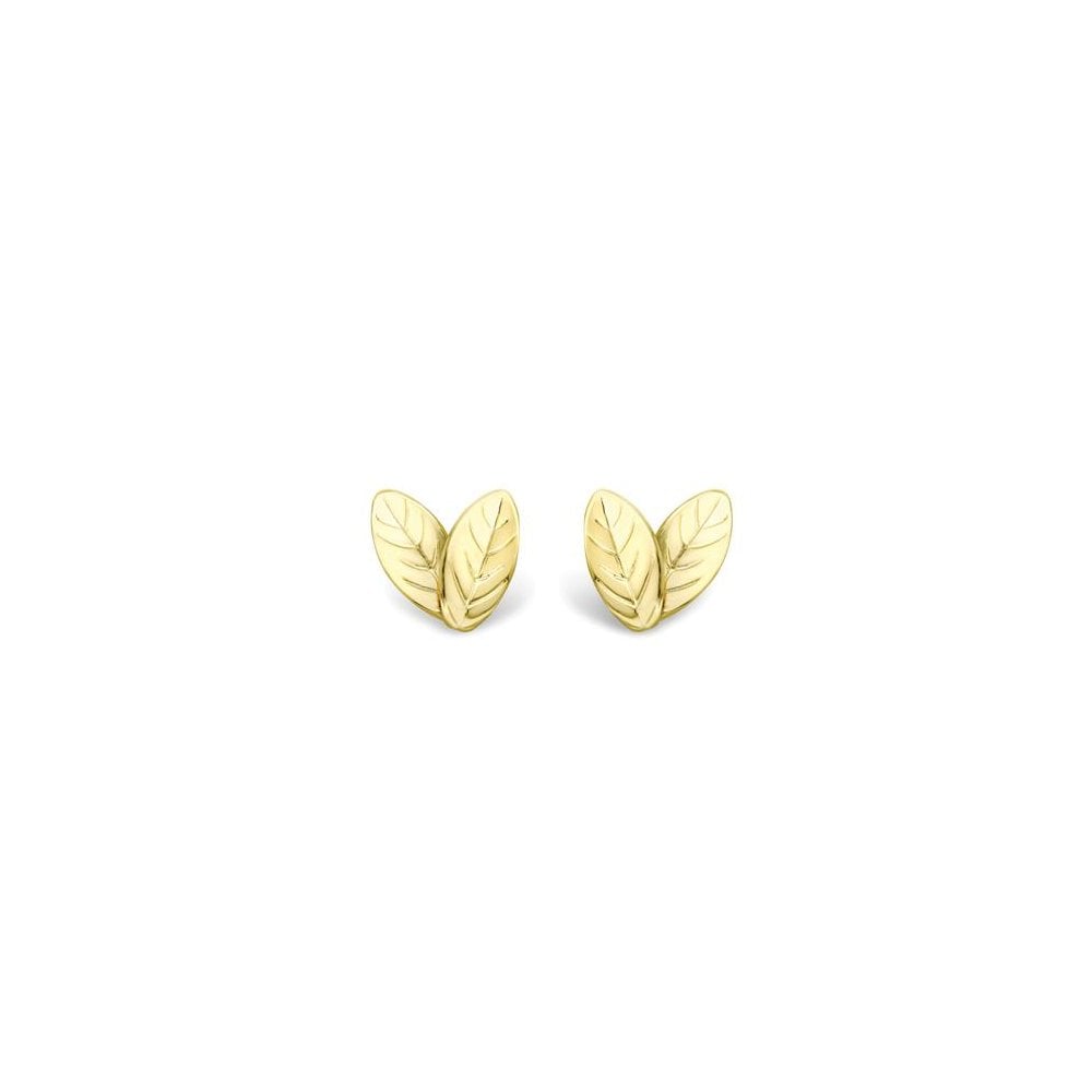 9ct Yellow Gold Leaf Stud Earrings