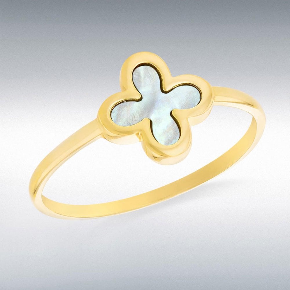 9ct Yellow Gold MOP Petal Ring Size M