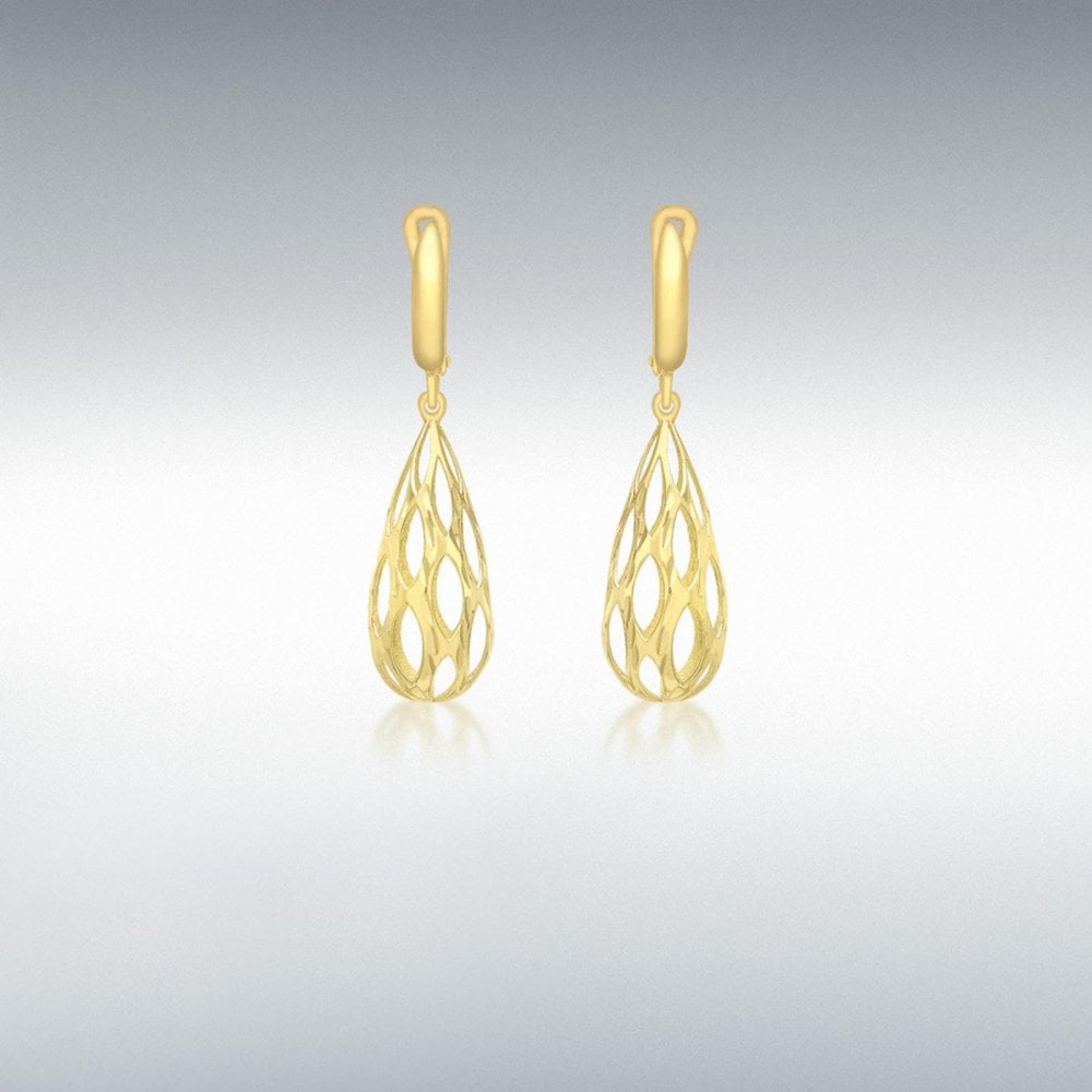 9ct Yellow Gold Open Tear Drop Earrings