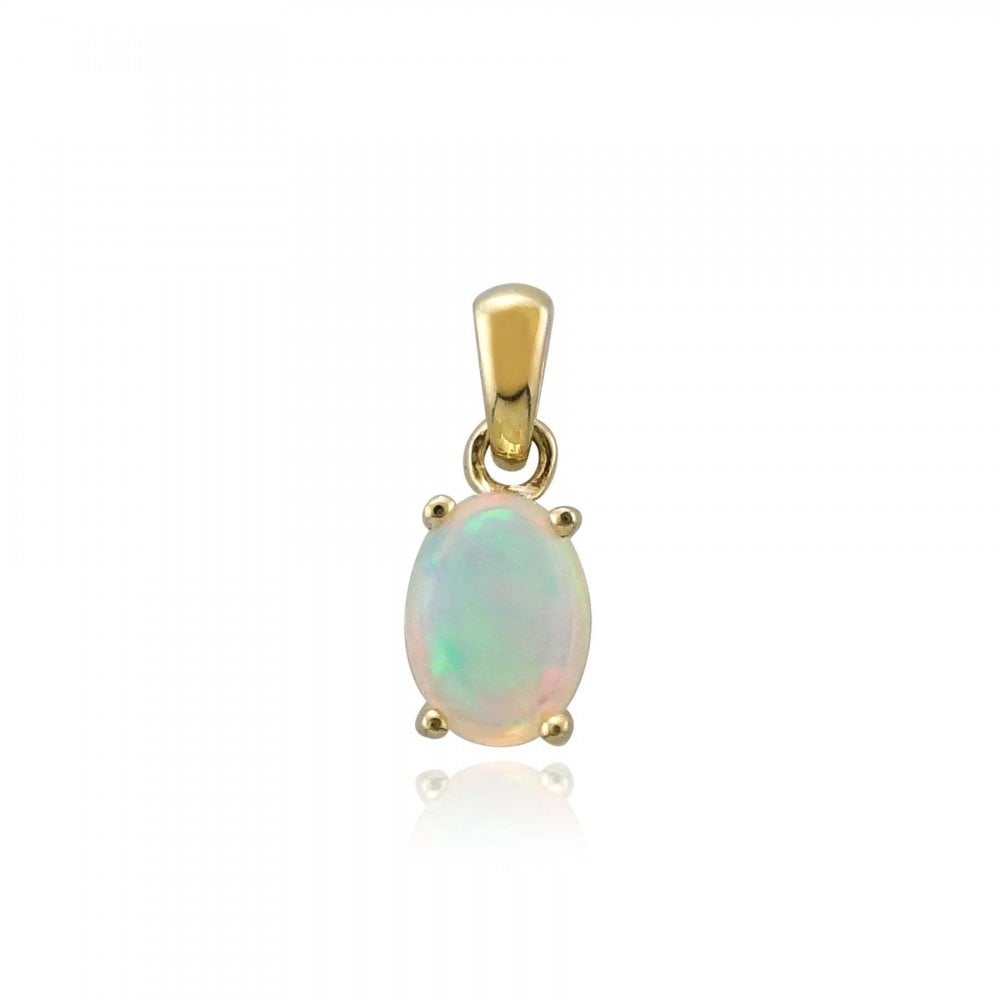 9ct Yellow Gold Oval Opal 7 x 5 mm Pendant