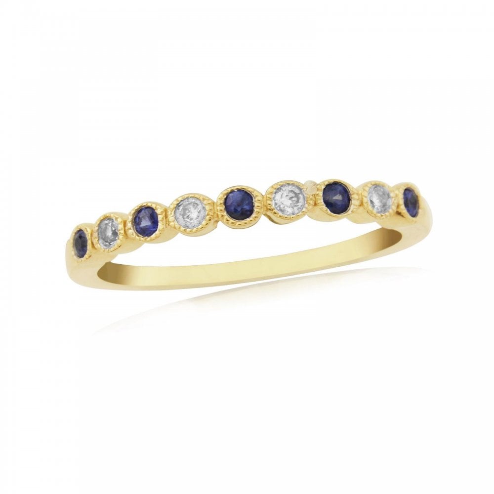 9ct Yellow Gold Sapphire & Diamond Eternity Ring