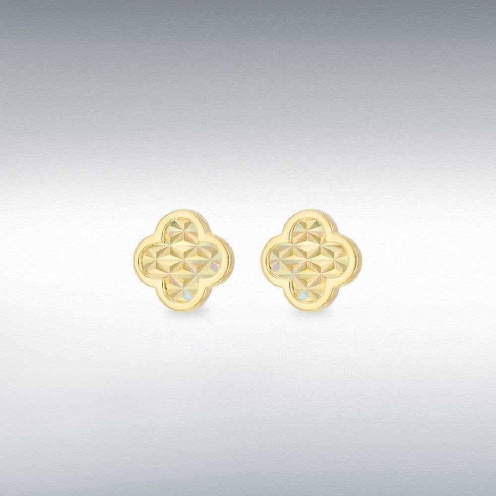 9ct Yellow Gold Shimmer Petal Stud Earrings