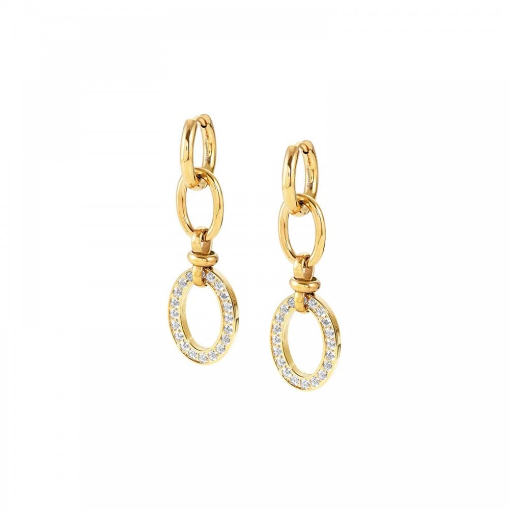 Affinity Gold Plated Steel Link Drop CZ Earrings