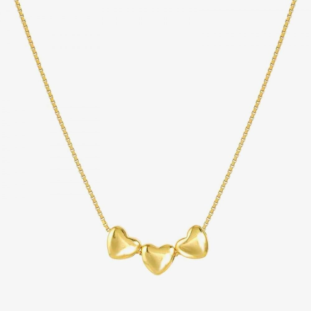 Armonica Gold Plated Three Small Heart Pendant Necklace