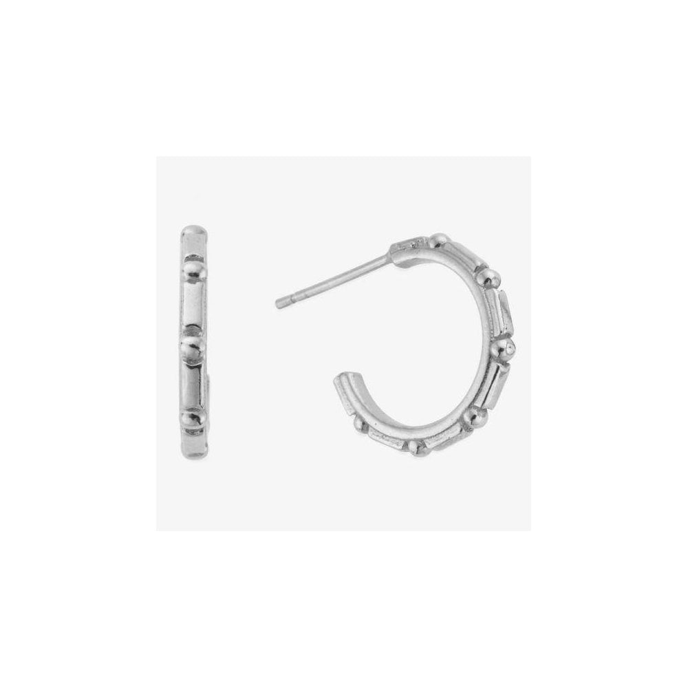 Art Deco Silver Bead Hoop Earrings