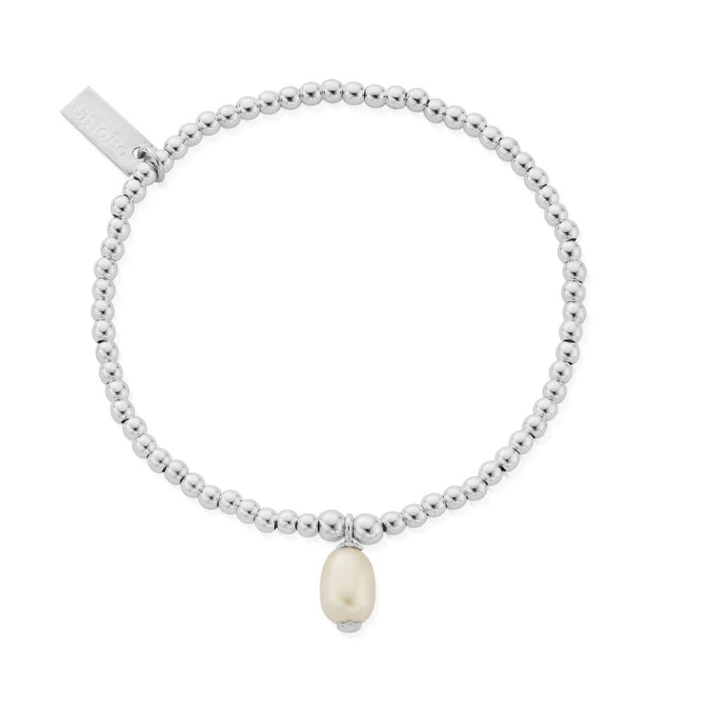 Chlobo Cute Charm Pearl Drop Silver Bracelet
