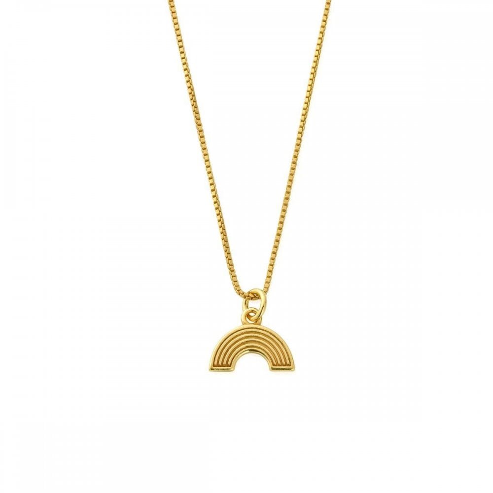 ChloBo Gold Delicate Box Chain Rainbow Necklace