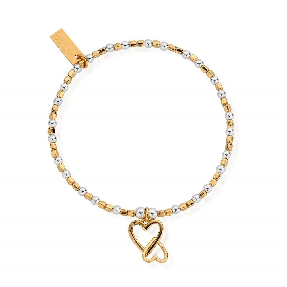 Chlobo Gold & Silver Mini Cube Love Heart Bracelet