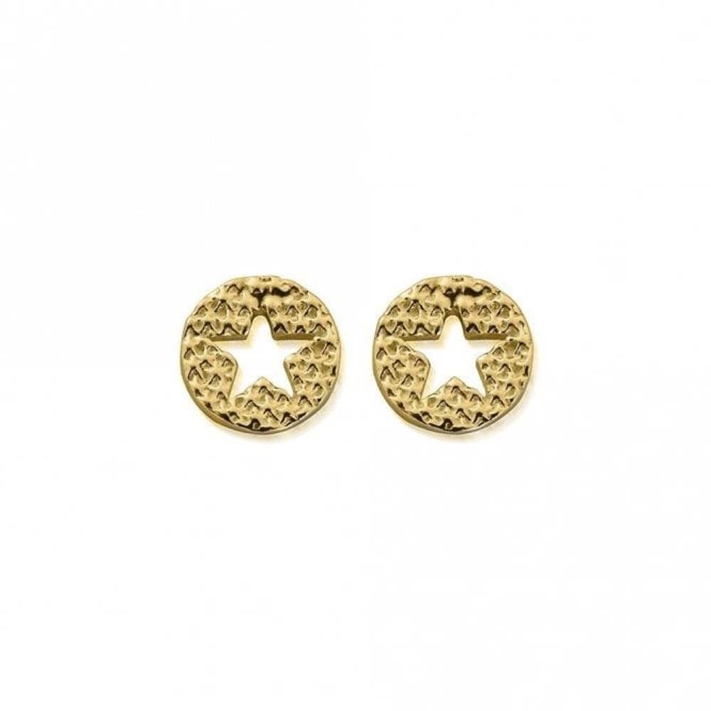 ChloBo Gold Sparkle Star in Circle Earrings