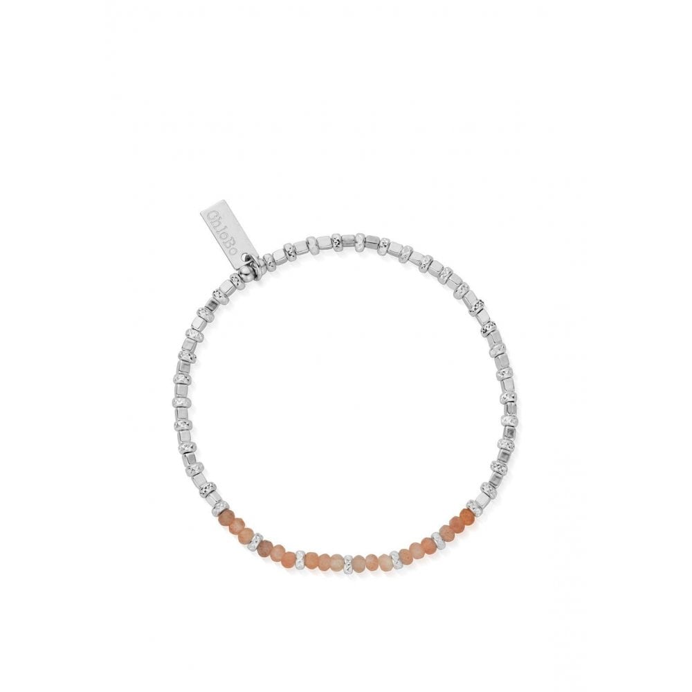 ChloBo Peach Moonstone Sparkle Cube Bracelet