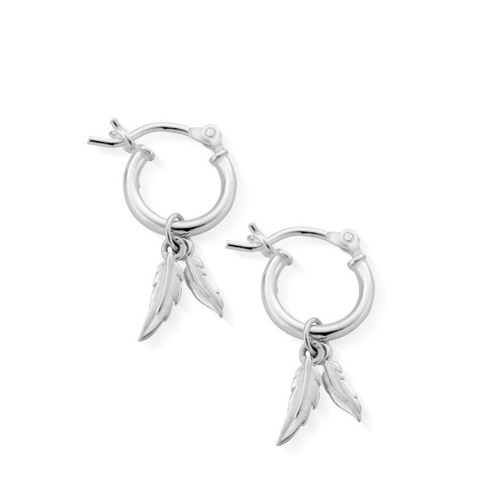 ChloBo Silver Double Feather Small Earrings