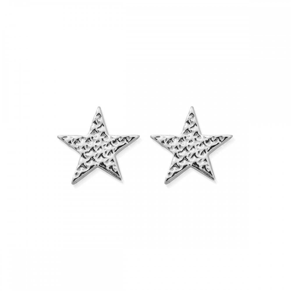 ChloBo Silver Sparkle Star Stud Earrings