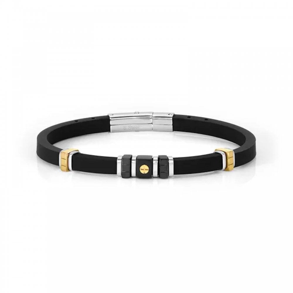 City Steel Yellow PVD Rubber Bracelet