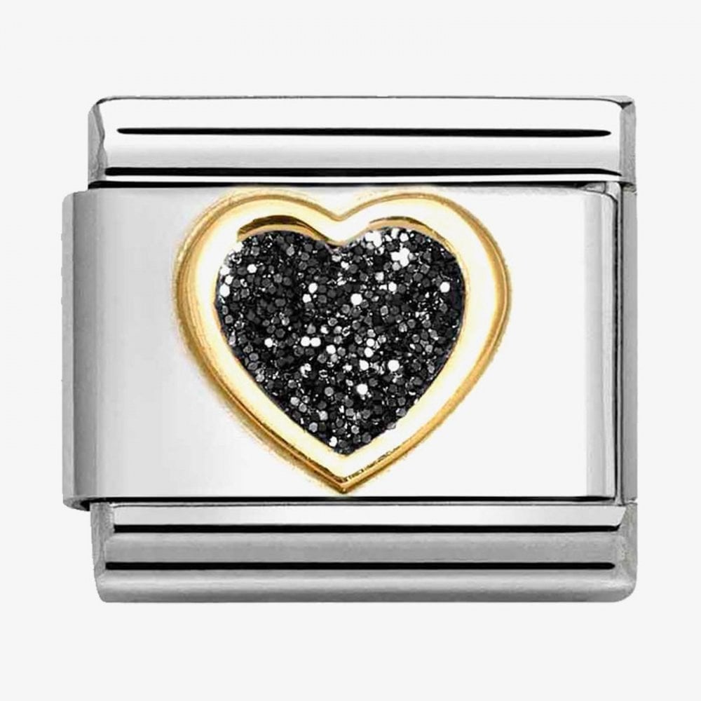 CLASSIC Black Glitter Heart Charm
