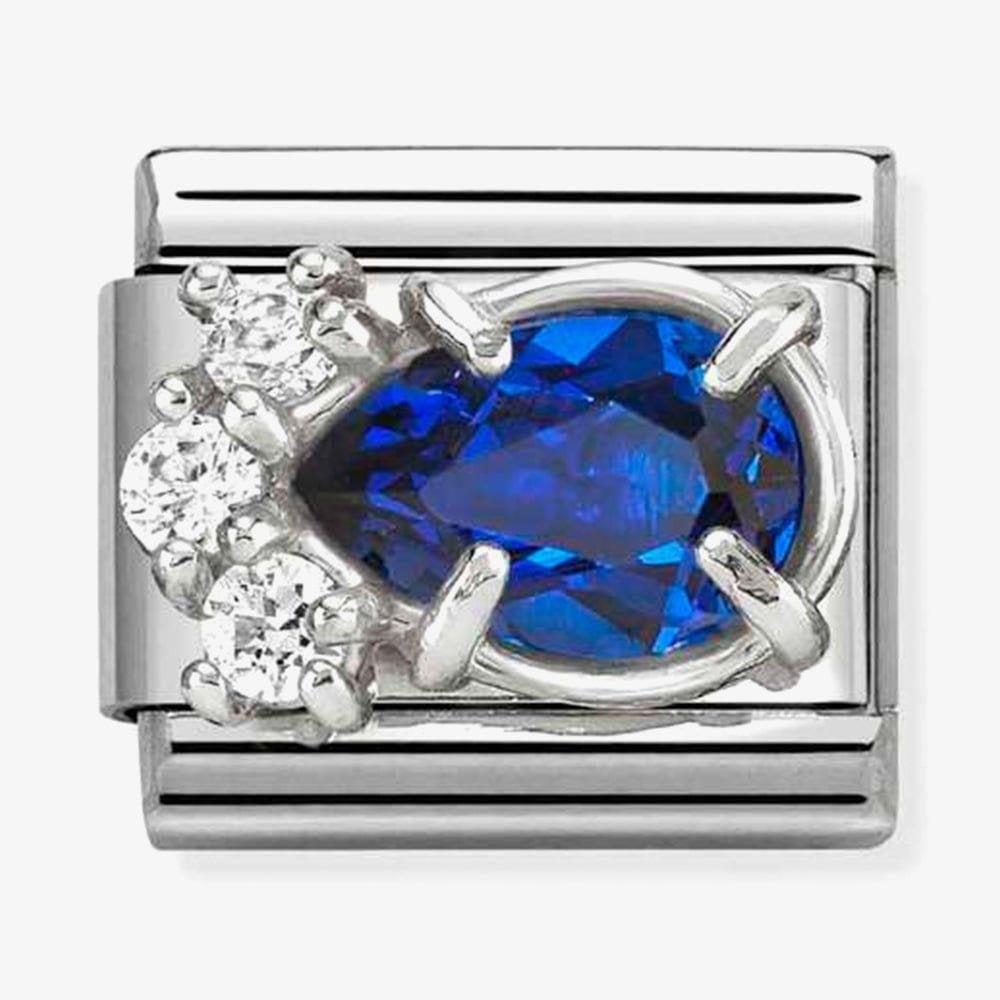 Classic Blue Cubic Zirconia Teardrop Charm