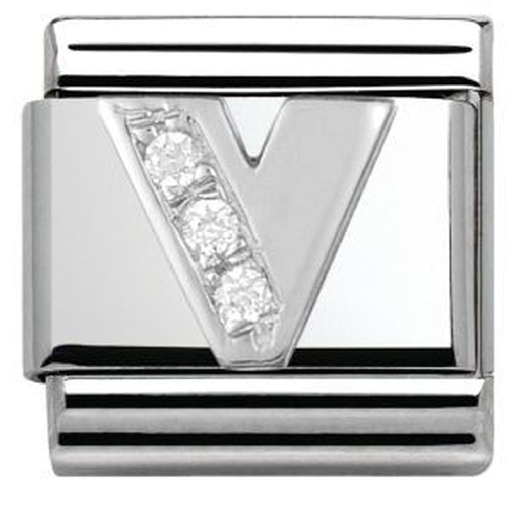 Classic Composable CZ Letter V Link