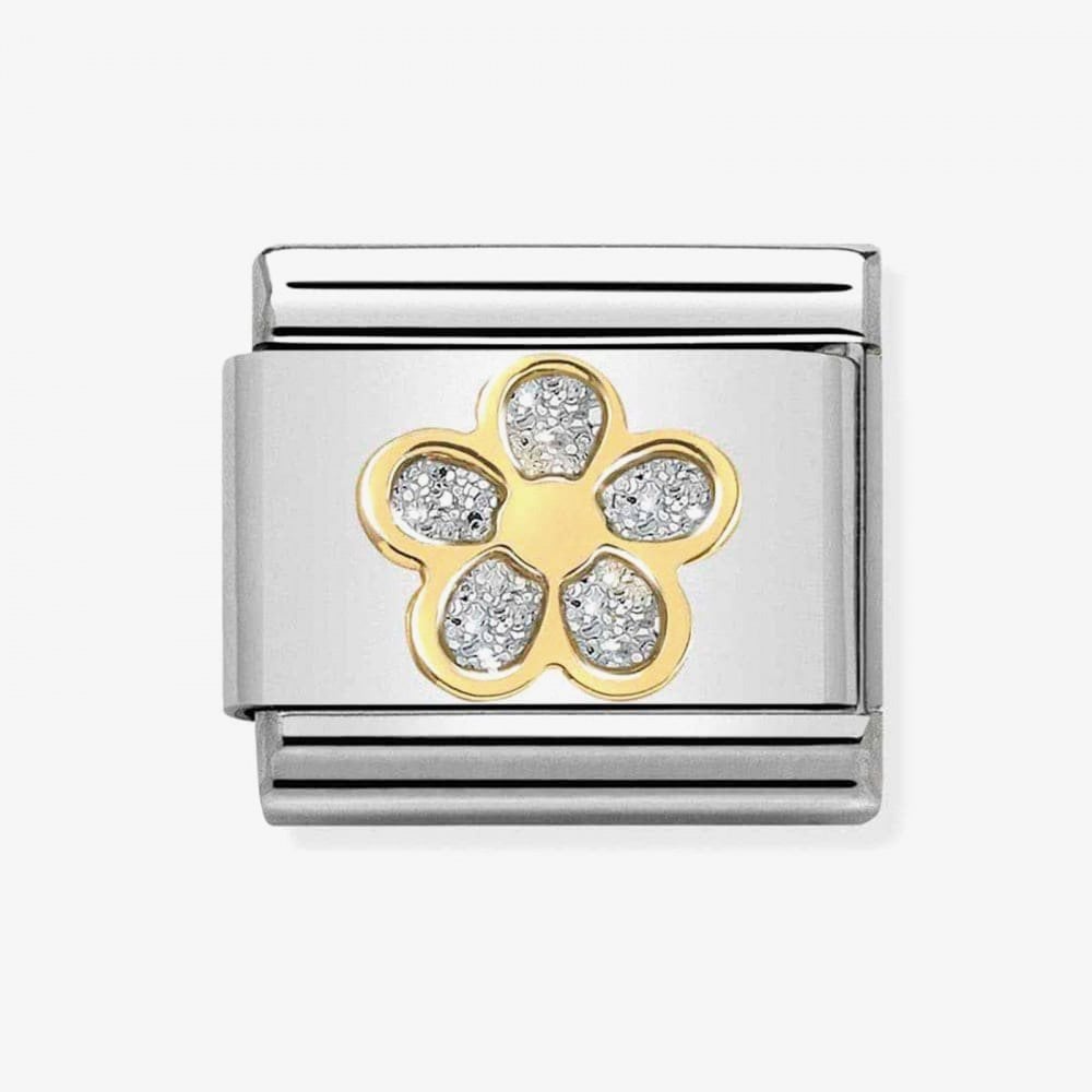 Classic Composable Gold Glitter Flower Charm