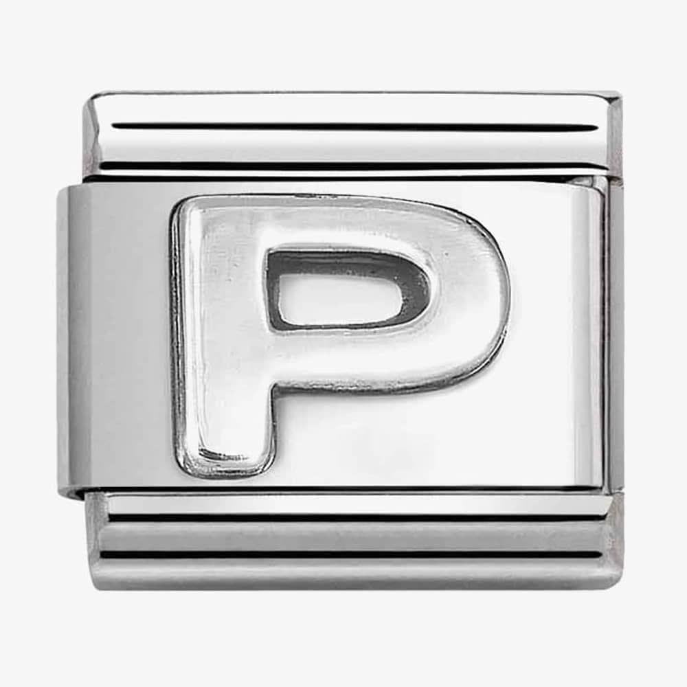 CLASSIC Composable Oxidised Silver Letter P Link