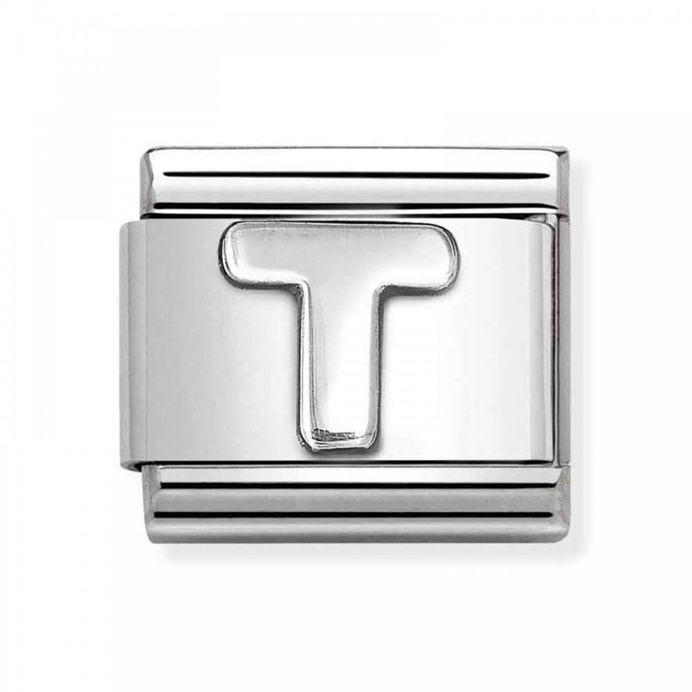 Classic Composable Oxidized Silver Letter T Charm
