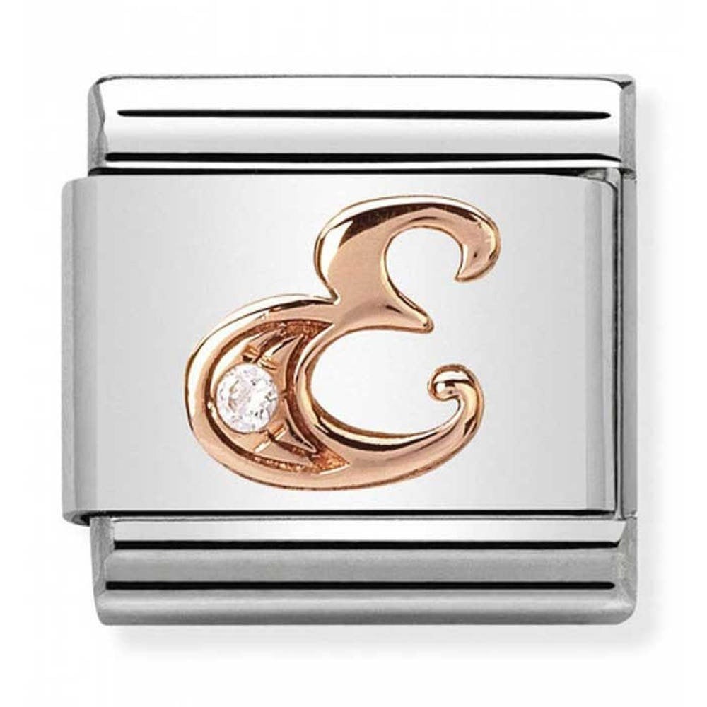 Classic Composable Rose Gold Letter E with CZ Charm