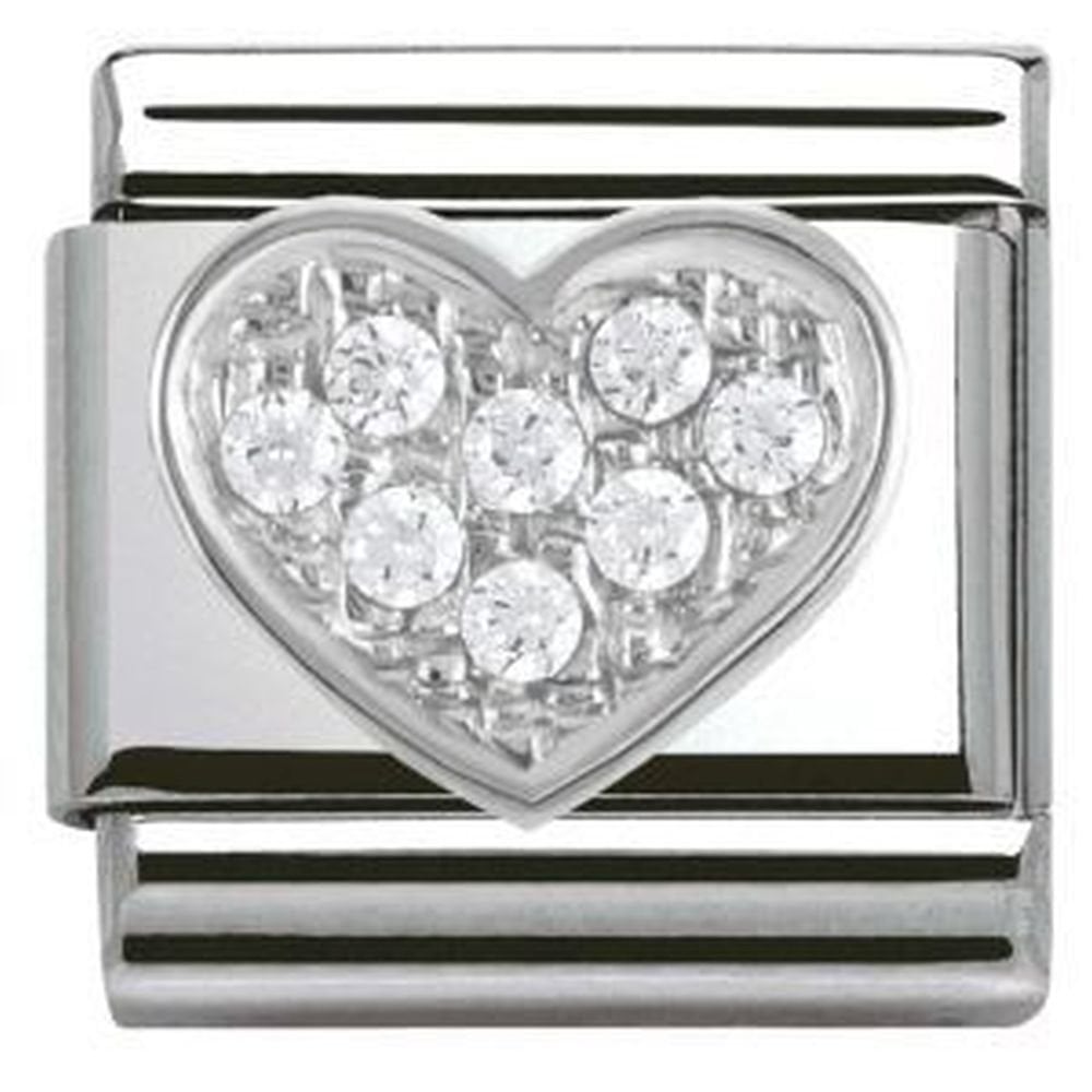 Classic Composable Silver CZ Heart Charm