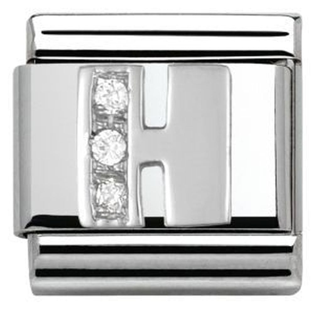 Classic Composable Silver Shine CZ Letter H