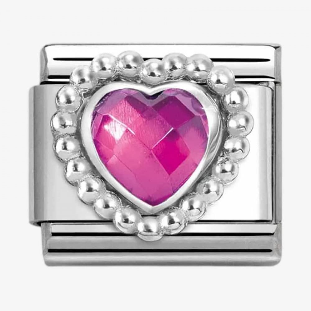 CLASSIC Fuschia Faceted Heart Charm