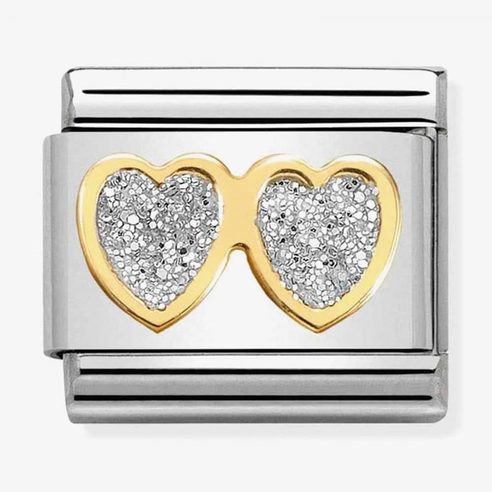 Classic Glitter Symbols 'Double Heart' Charm