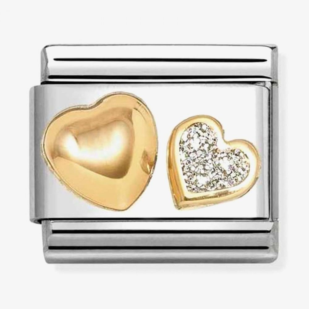 Classic Glitter Symbols Double Heart Charm