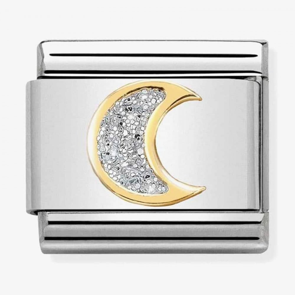 Classic Glitter Symbols Gold 'Moon' Charm