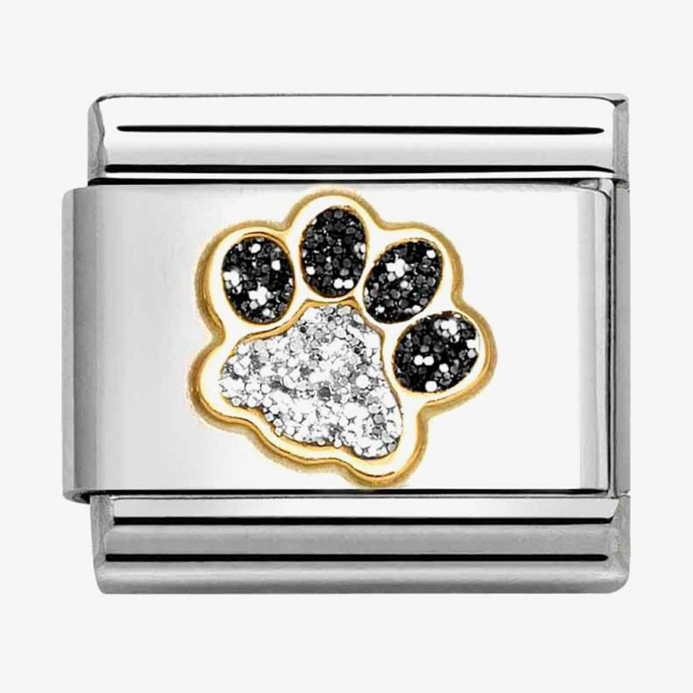 CLASSIC Gold Black & Silver Glitter Paw Charm