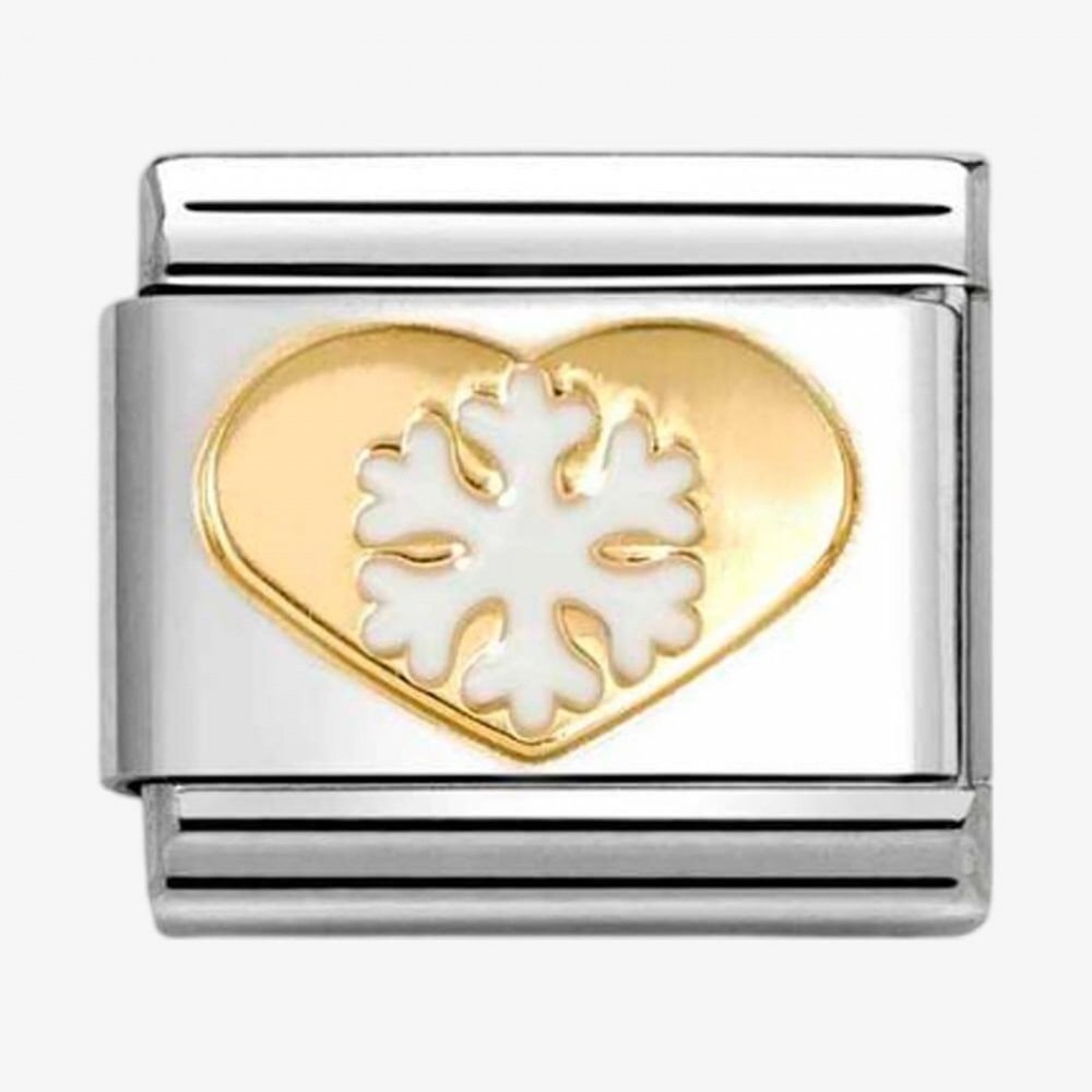 CLASSIC Gold Christmas Heart With Cut Out Snowflake Charm