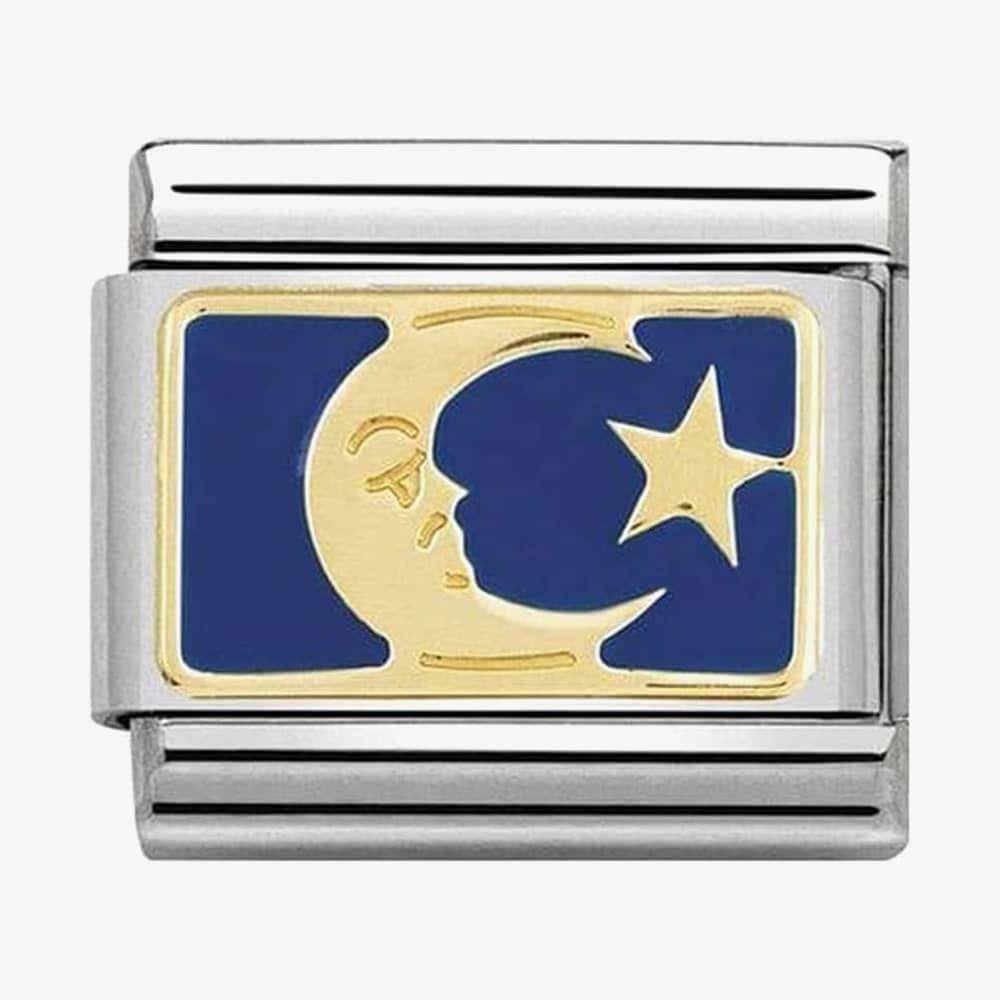 CLASSIC Gold Cosmo Blue Enamel Moon & Star Charm