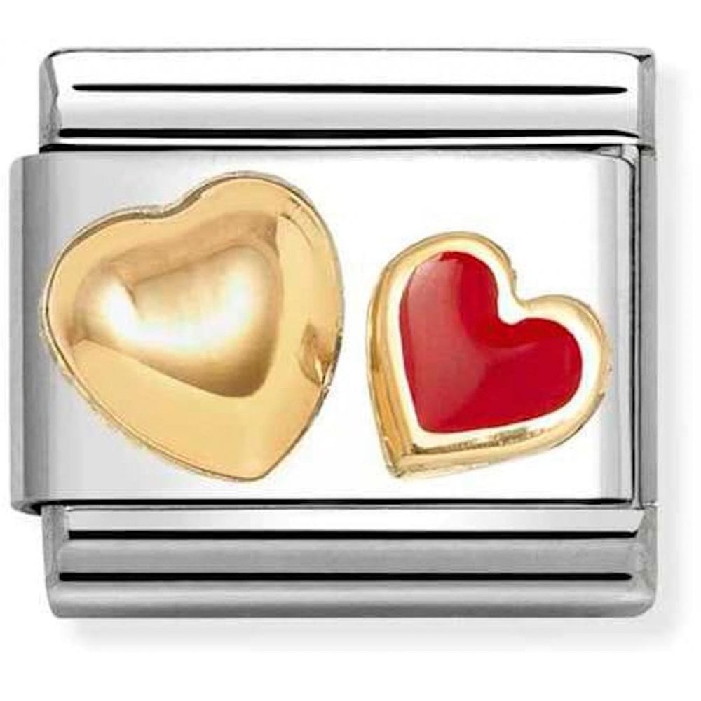 Classic Gold Love Enamel Heart With Raised Heart Charm