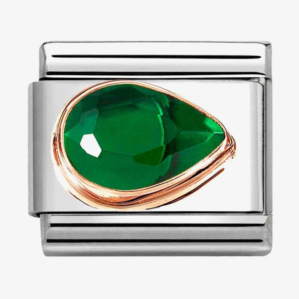 CLASSIC Green Cubic Zirconia Right Drop Charm