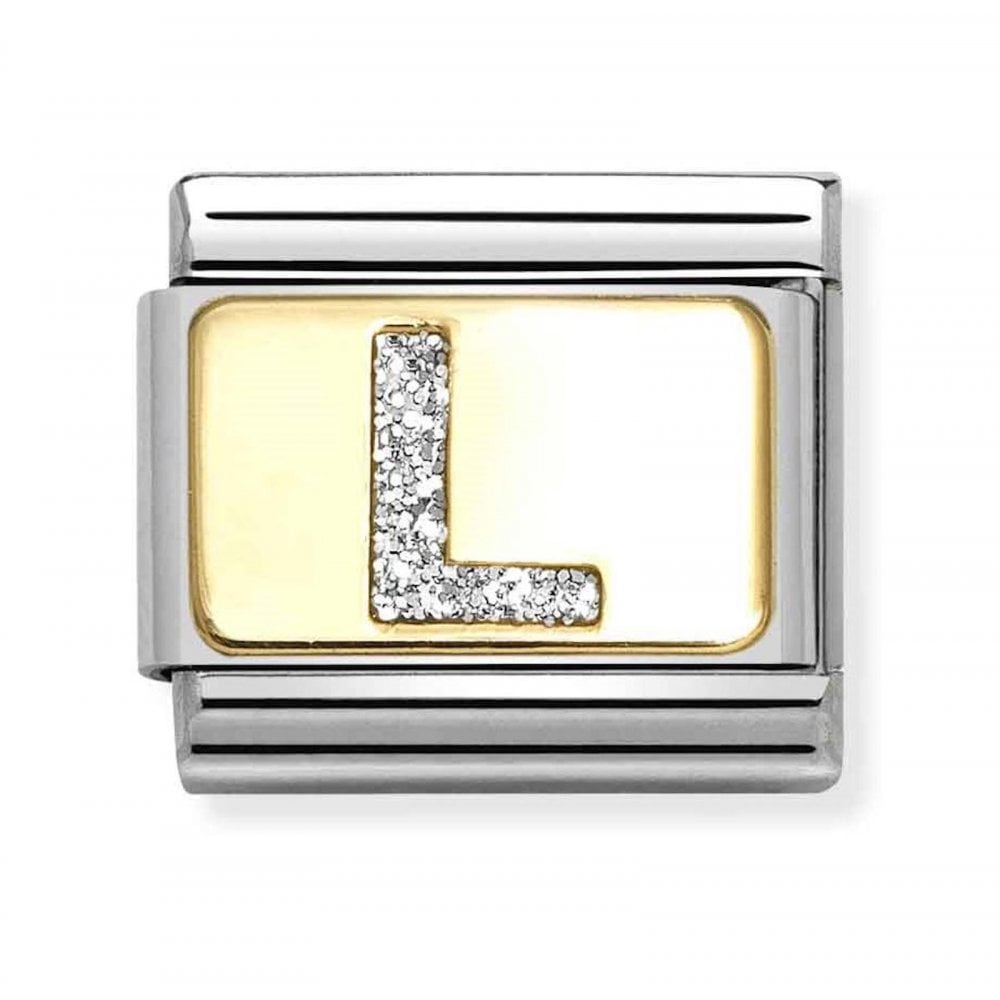 Classic Letter L Gold and Giltter Charm