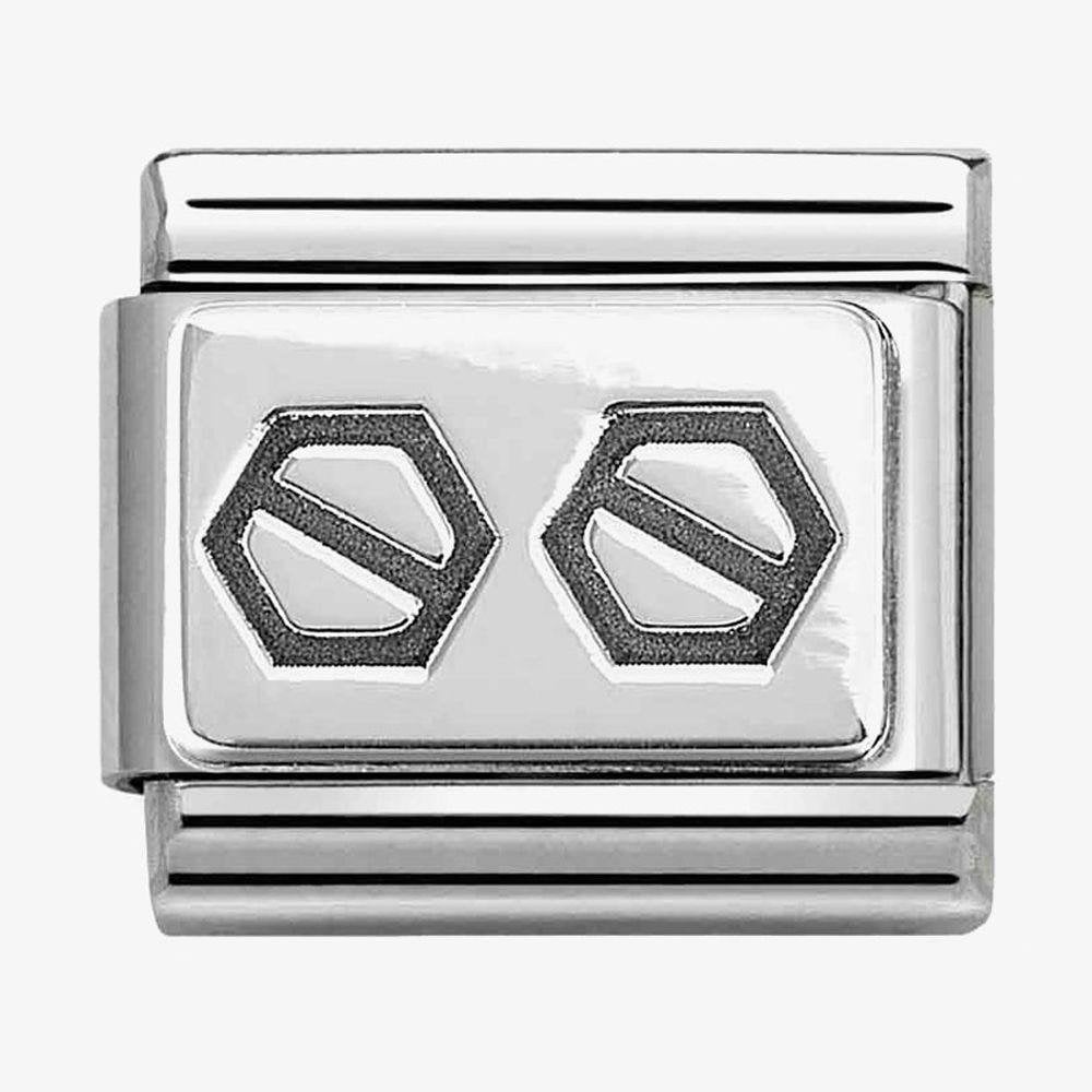 CLASSIC Plates Oxidised Double Hexagonal Screws Charm