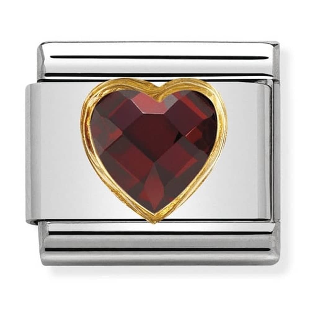 Classic Red Facetted Heart with Gold Surround Charm