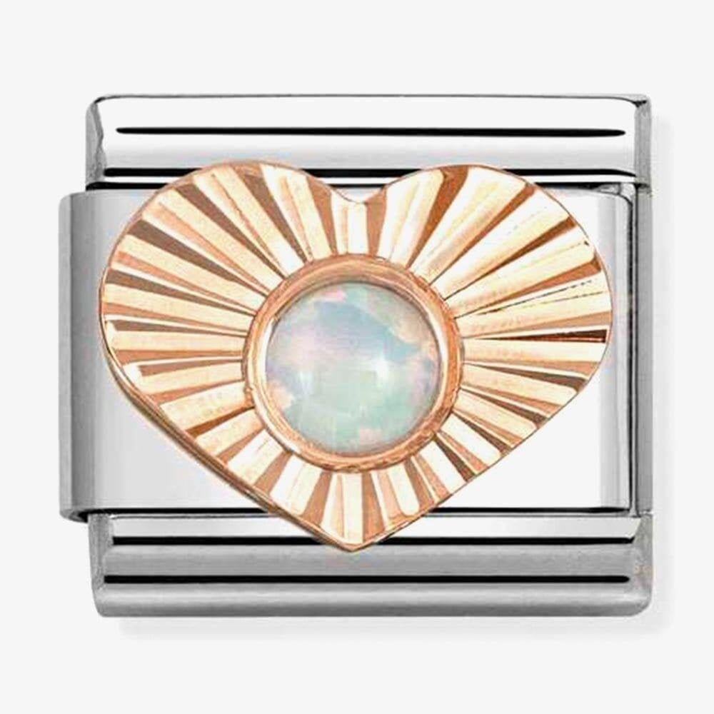 Classic Rose Gold Heart White Opal Charm