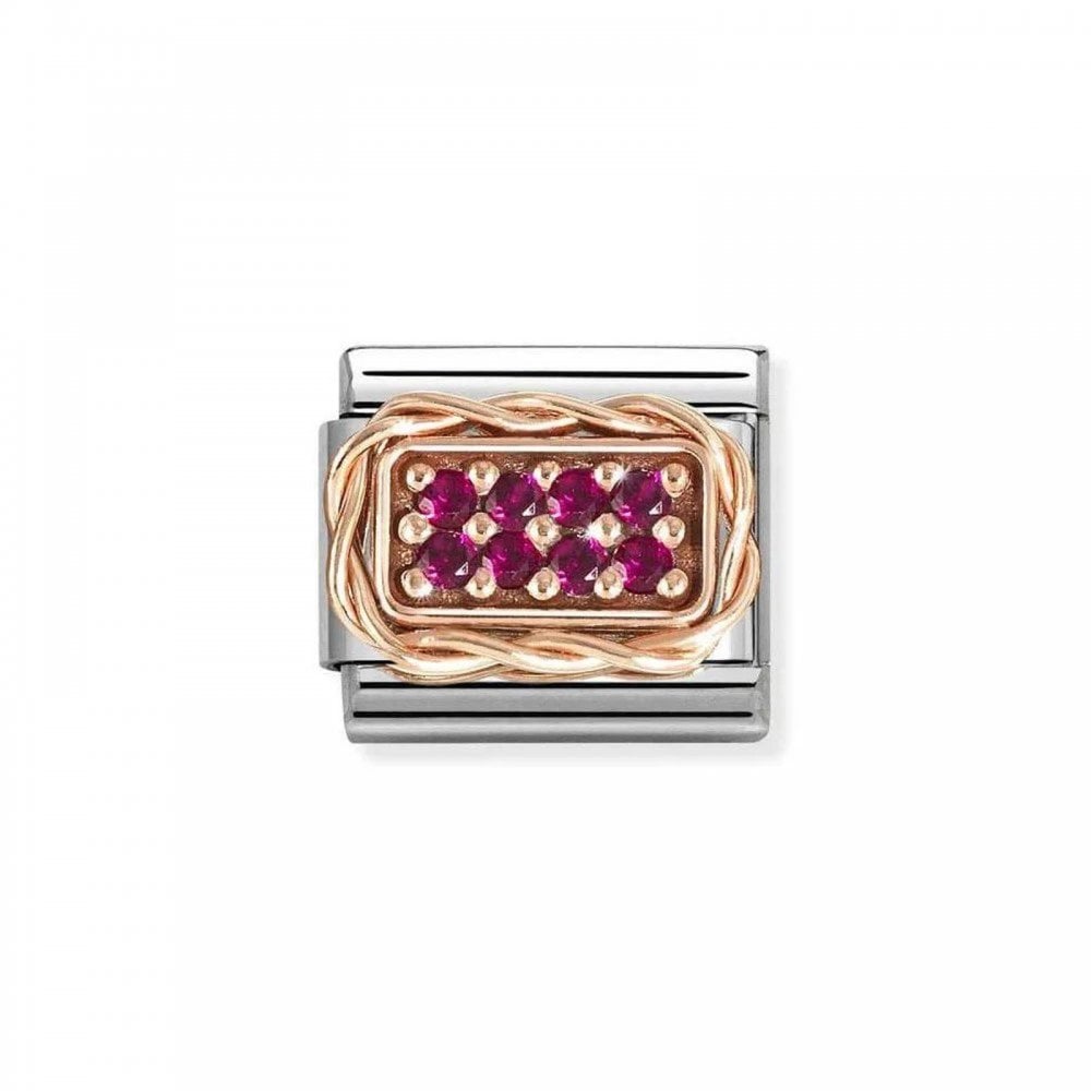 Classic Rose Gold & Red CZ Pave Twist Charm